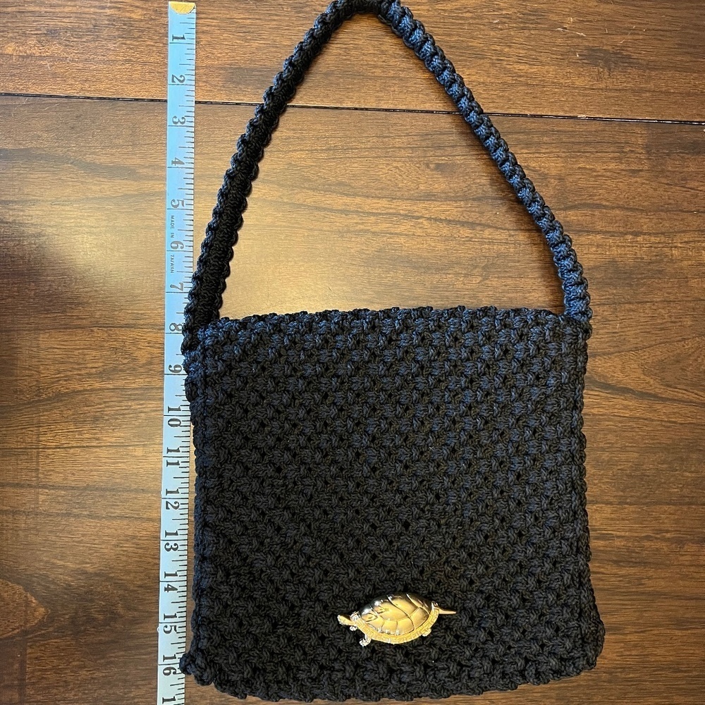 Woman's Small Black Crochet Handbag - Picture 7 of 10